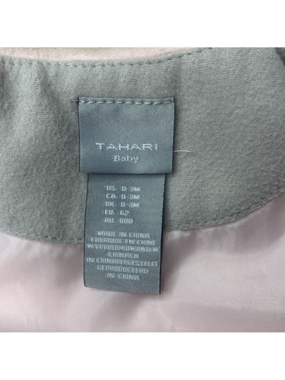 Tahari Baby Pink & Gray Full Length Pleated Coat Size 0-3 months - Picture 2 of 5